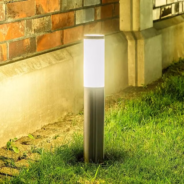 CGC ASTER Silver Stainless Steel Modern Round Outdoor Post Light, Height: 45 cm