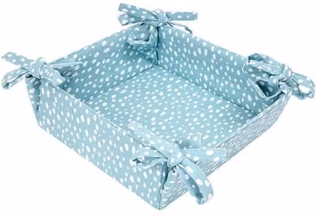 Dexam Sintra Cotton Spotted Bread Basket in Duck Egg Blue