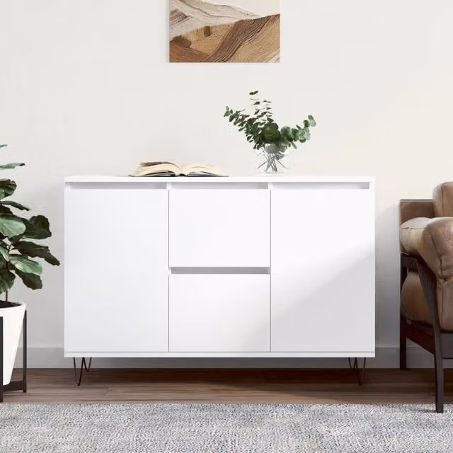 Berkfield Home White Classic Sideboard, W/D/H: 104 x 35 x 70 cm