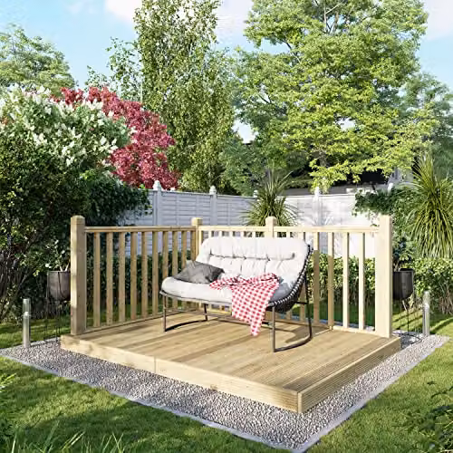 Powersheds Premium Wooden Decking Kit with Hand Rails in Brown