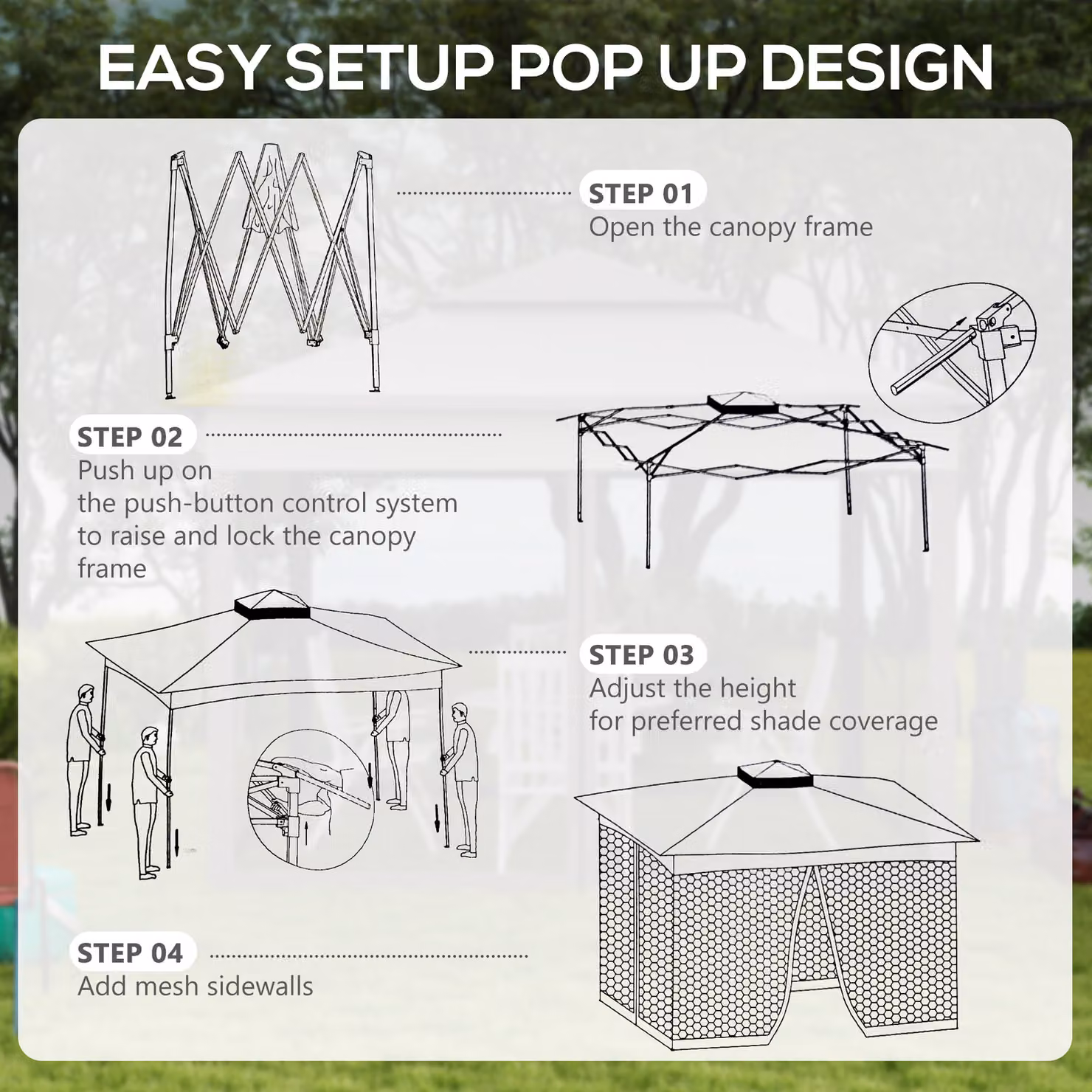 Outsunny Pop Up Gazebo with Double Roof, Netting and Carry Bag, Beige, W: 300 cm, D: 300 cm, H: 270 cm – 5