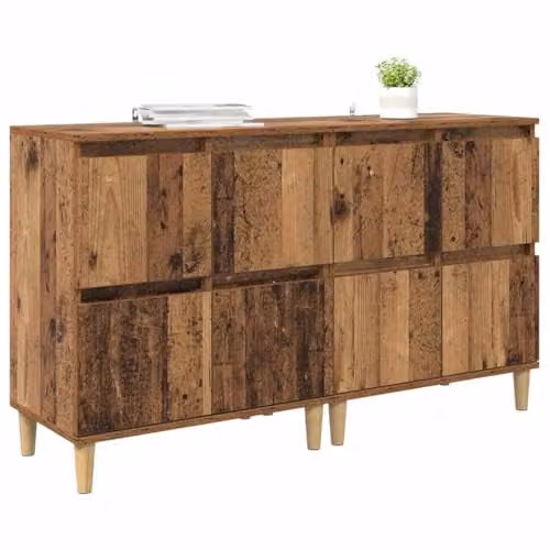 vidaXL Set of 2 Modern Sideboards in Brown Old Wood, W/D/H: 60 x 35 x 70 cm – 1