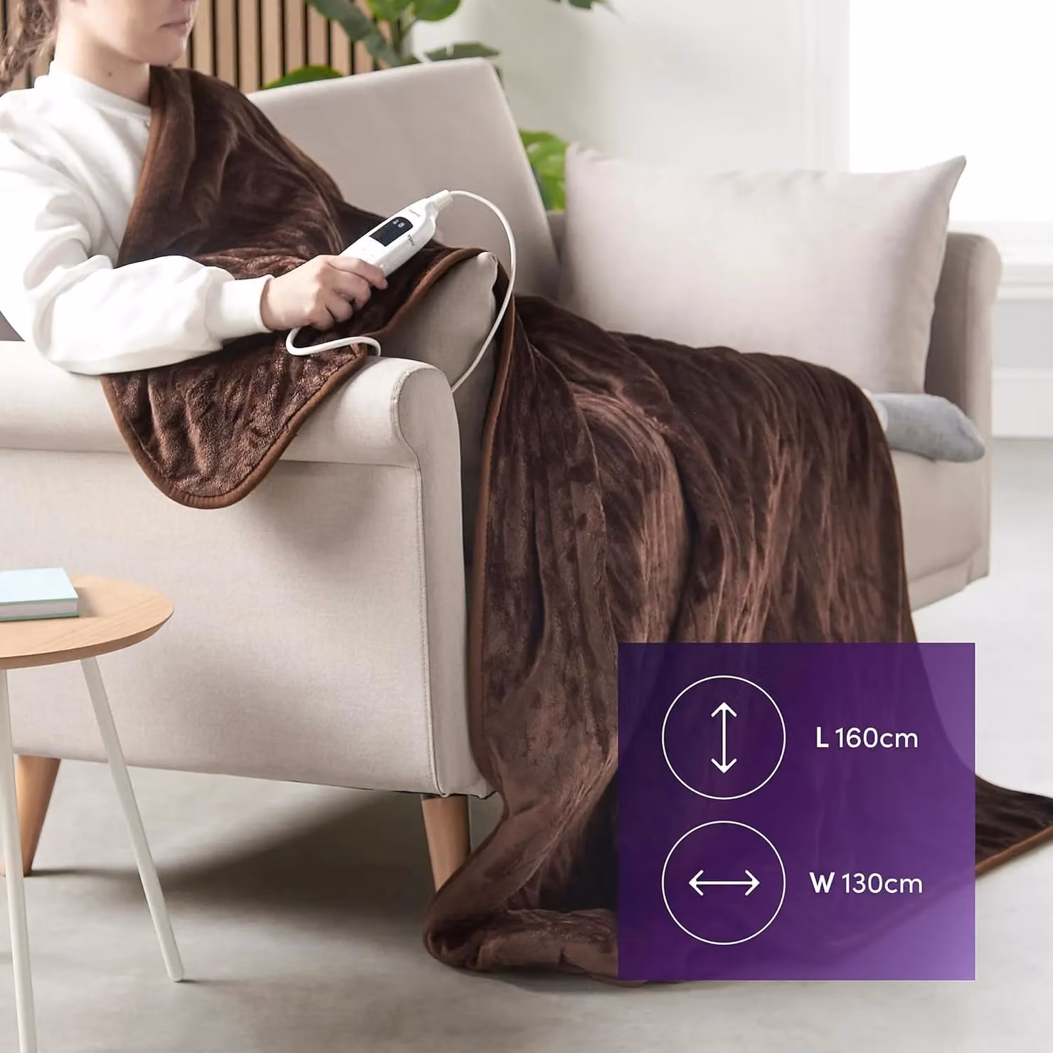 Emperial Brown Soft Fleece Heated Electric Blanket with 9 Hour Timer, W/D/H: 130 x 160 cm – 7