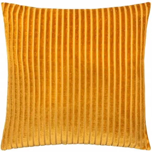 Paoletti Savoy Stripe Gold Velvet Square Cushion, W/D/H: 50 x 50 x 50 cm