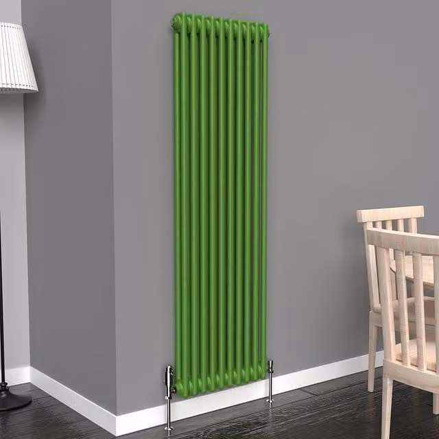 Lux Heat Vertical Coloured Column Radiator in Apple Green, H 150 cm x W 47 cm