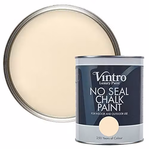 Vintro No Seal Chalk Paint in Beige, Matt Water Based Finish for Wood, 1 Litre