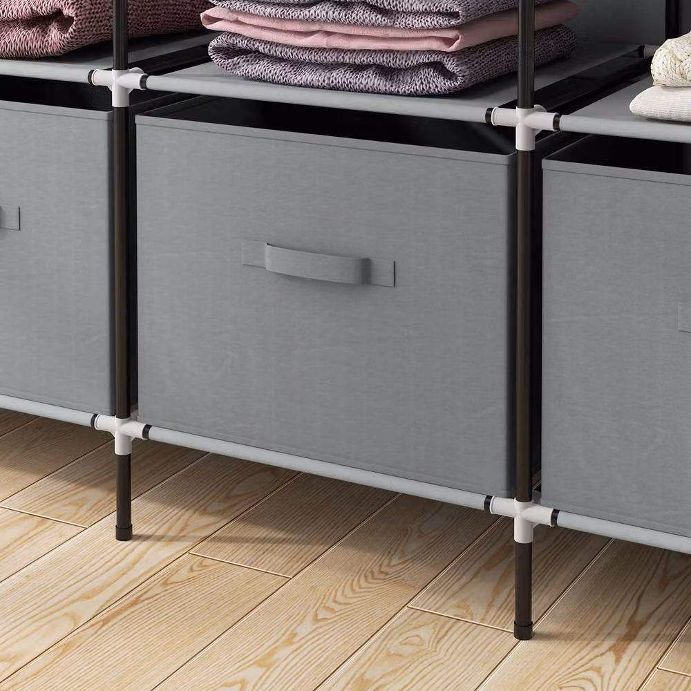 STILVORA Modern Grey Roll Shutter Wardrobe with Internal Drawers and Hanging Rod, H 166.0 cm x W 169.5 cm – 8