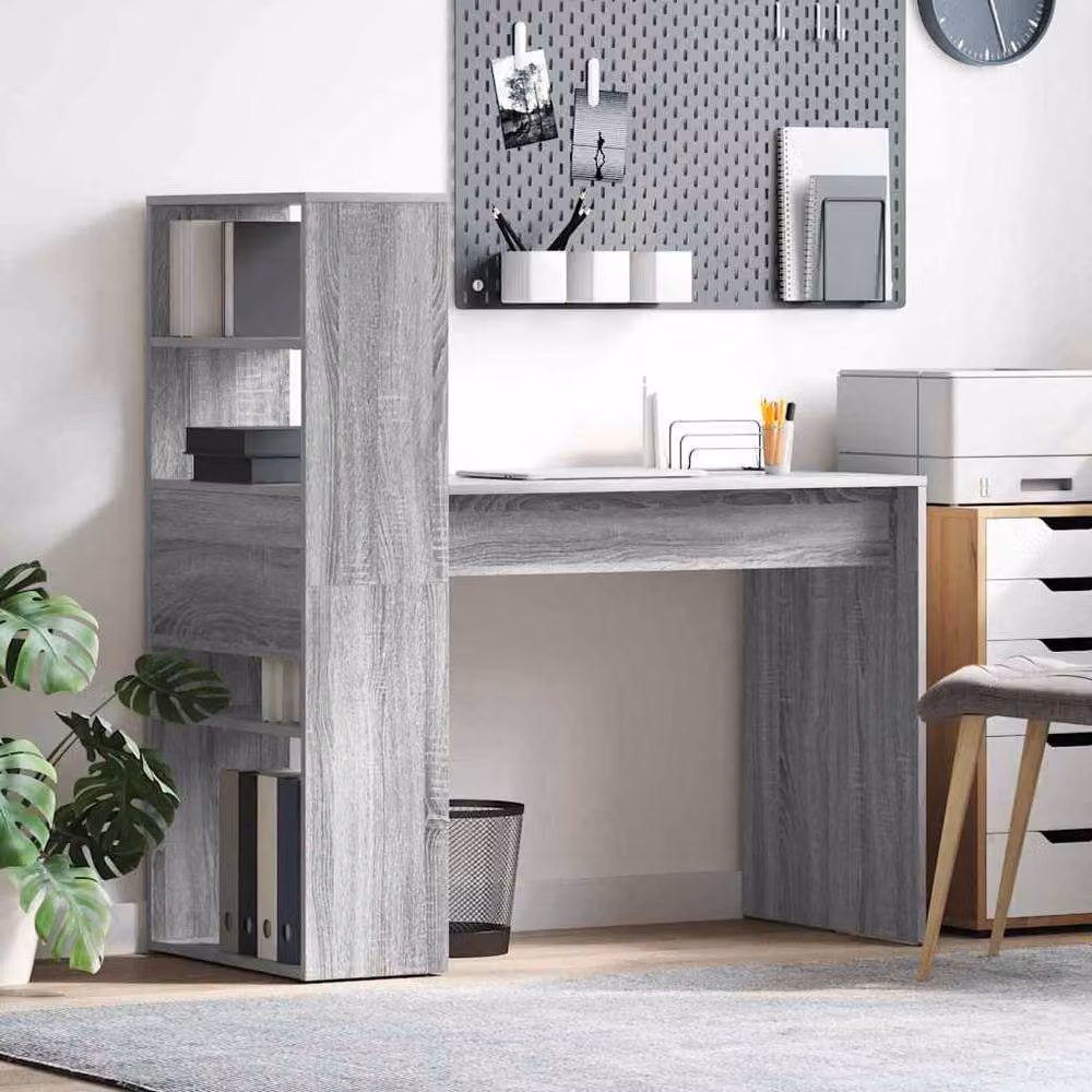 Berkfield Home Modern Writing Desk with Storage in Grey Sonoma, W/D/H: 113 x 54 x 120 cm – 2