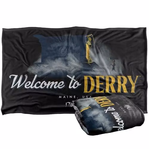 Warner Bros. Welcome To Derry Pennywise Cart Super Soft Fleece Throw Blanket, Multicolour, W: 91 cm, D: 147 cm