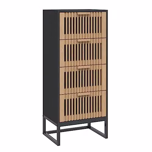 vidaXL Scandinavian Wall Mounted Highboard in Black with Internal Shelves and Drawers, W/D/H: 40 x 30 x 95 cm
