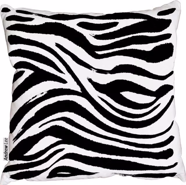 Benjamin Tate Design LTD Hand Painted Zebra Animal Print Square Cushion, Black, W: 60 cm x H: 60 cm