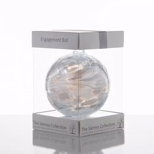 Sienna Glass White Transparent Engagement Bauble Round Hanging Glass Ornament – 2