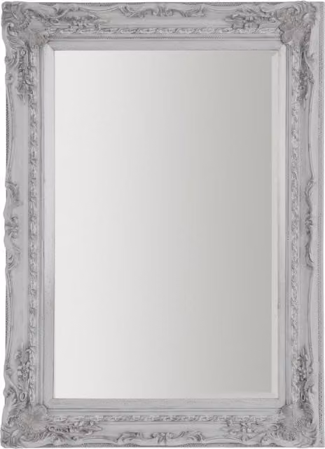 Interiors by Premier Antique Silver Rectangular Trento Wall Mirror with Black Metal Frame