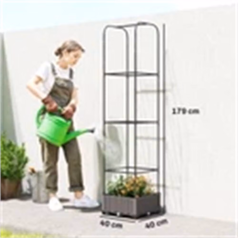 Nordara Raised Garden Bed with Trellis in Black, W/D/H: 179 x 40 x 40 cm – 2
