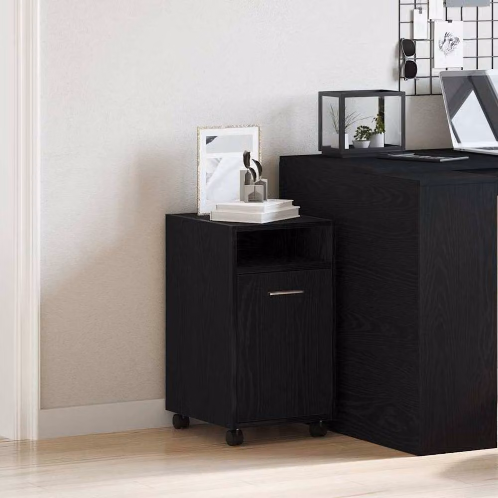 Berkfield Home Side Cabinet on Wheels in Black Oak, W/D/H: 33 x 38 x 60 cm – 2