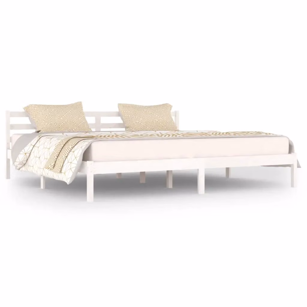 Berkfield Home Rustic Solid Wood Pine Day Bed in White, W/D/H: 200 x 200 cm – 2