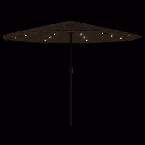 vidaXL Garden Parasol with LEDs and Steel Pole, Brown, W/D/H: 324 x 324 x 247 cm – 3