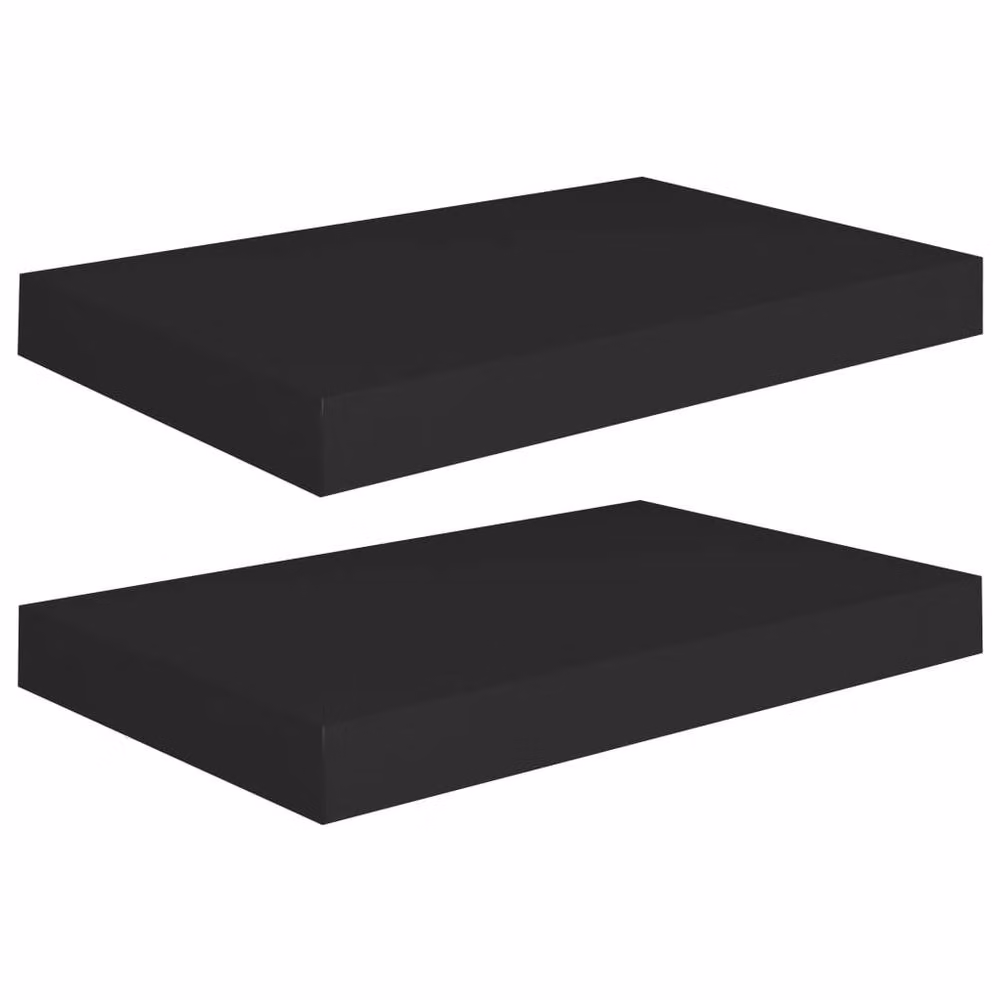 Berkfield Home Durable Floating Wall Shelves, 2 Pack, Black MDF and Metal, W: 40 cm, D: 23 cm, H: 3.8 cm – 3