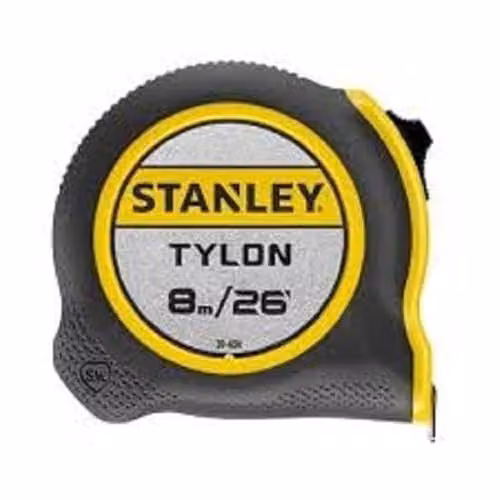 Stanley Tylon Retractable Tape Measure, Yellow and Black, 8m x 25mm