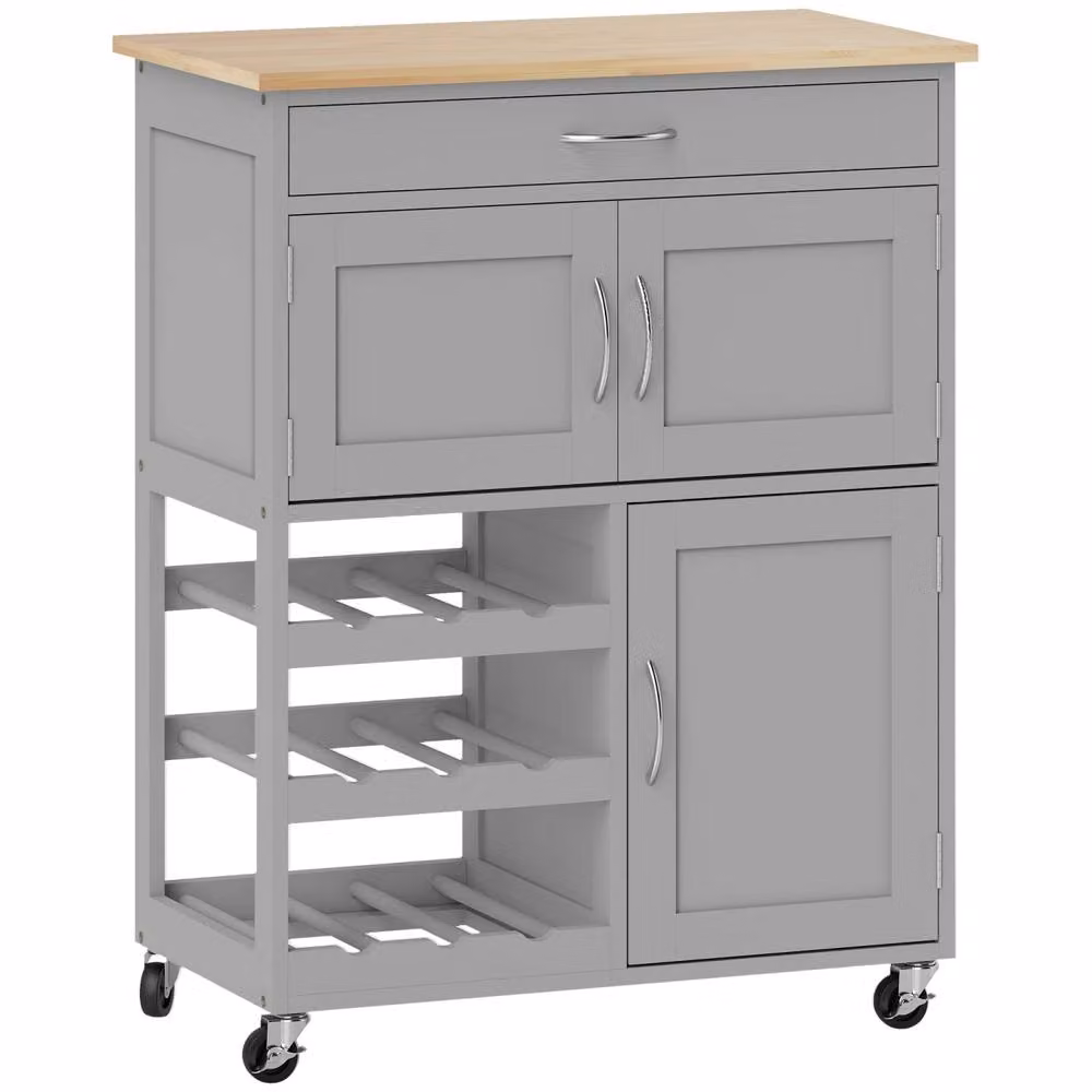 Wyld Haus Lehari Grey Rolling Kitchen Island with Drawer – 2
