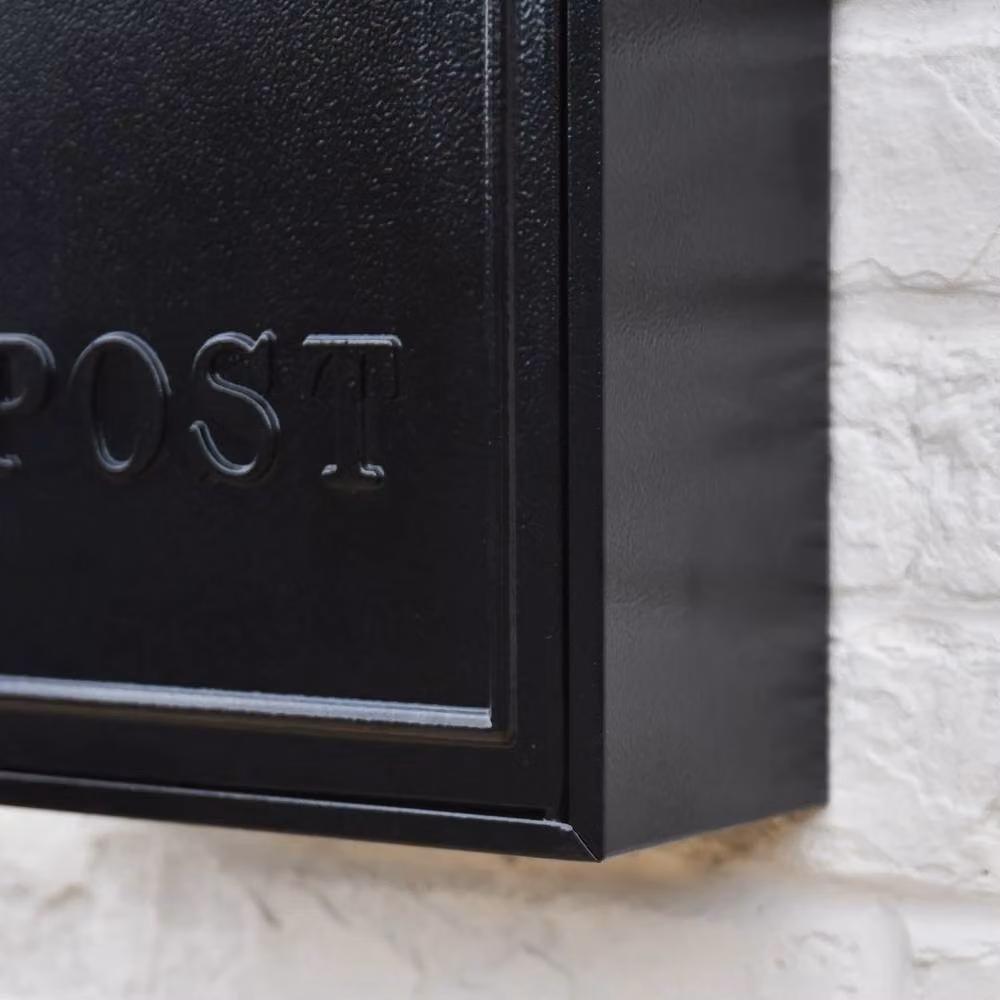 NESTLUNE Black Simplistic Locking Wall Mounted Post Box – 3