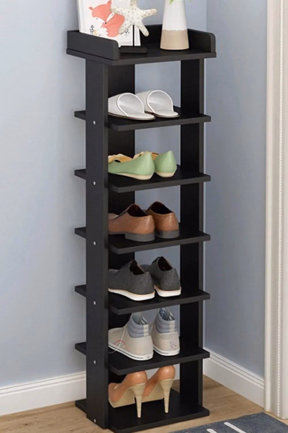H&O Direct 7-Tier Wood Shoe Rack Organizer in Black – 4