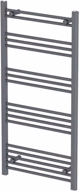 NESTLUNE Anthracite Flat Straight Heated Towel Rail in Grey, W: 180 cm, H: 180 cm