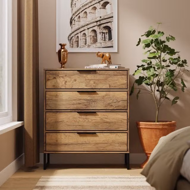 Ready Assembled 2 U Tamworth 4 Drawer Chest in Dark Brown