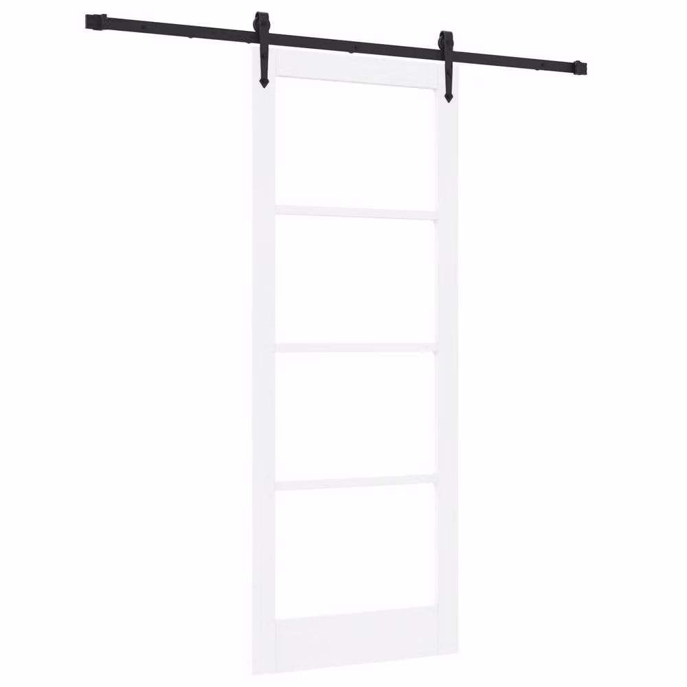 Berkfield Home Modern White Lacquered Solid Wood Pine Sliding Door with Hardware Set W: 83 cm, H: 211 cm – 2
