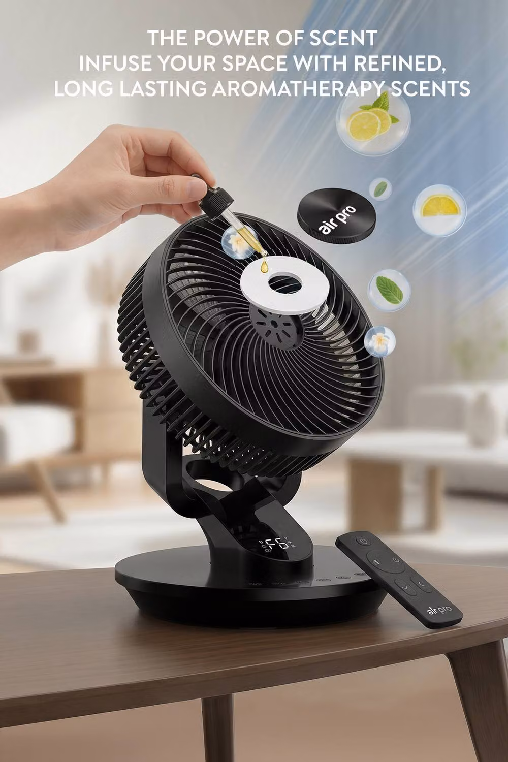 Air Pro 10 inch SmartVoice Desk Fan with Remote Control and 3D Oscillation in Black – 7