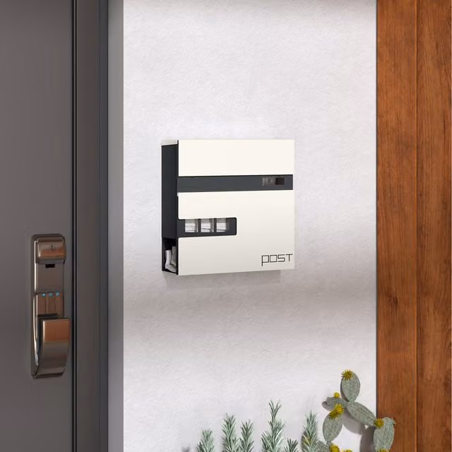 HOMCOM White Galvanised Steel Wall Mounted Post Box with Viewing Window