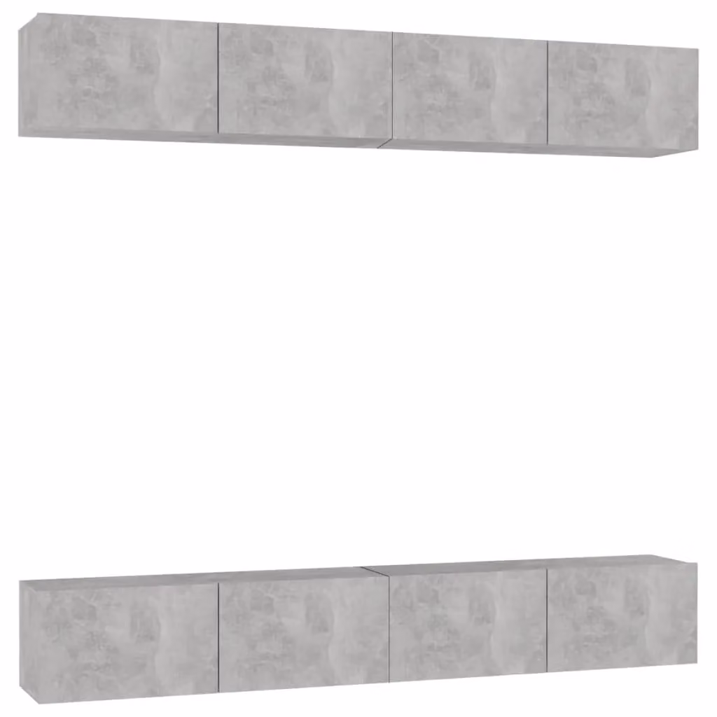 Berkfield Home Set of 4 Modern Wall Mounted TV Cabinets in Concrete Grey, MDF, W/D/H: 100 x 30 x 30 cm – 2