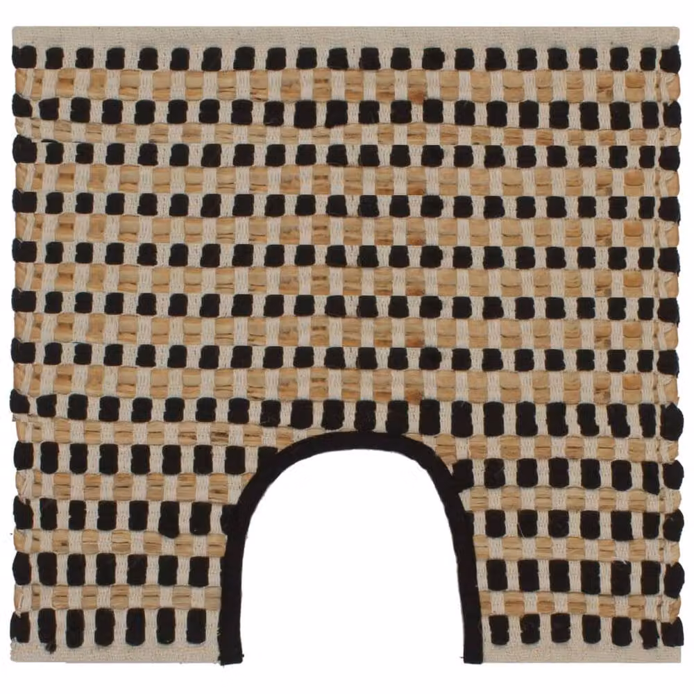 Berkfield Home Hand-Woven Jute and Polyester Bathroom Mat Set in Natural and Black – 3