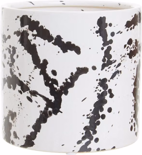 Premier Housewares Orsina Sorrell Small Ceramic Planter in Black and White, H x W x D: 14 x 14 x 13 cm – 1