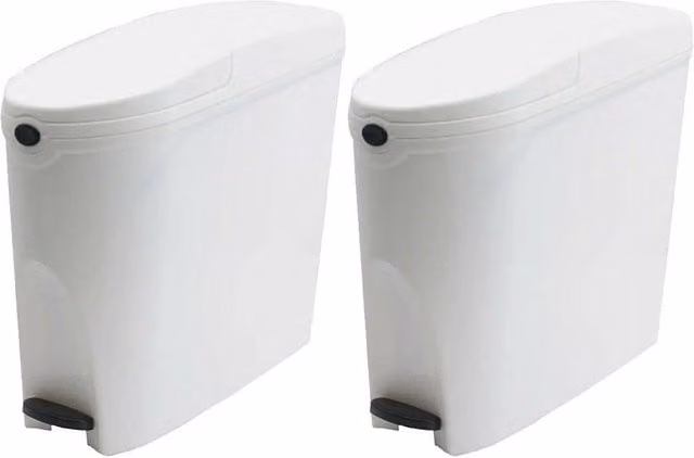 ProKleen White Pedal Operated Toilet Sanitary Bin, 2 x 20 Litre Capacity