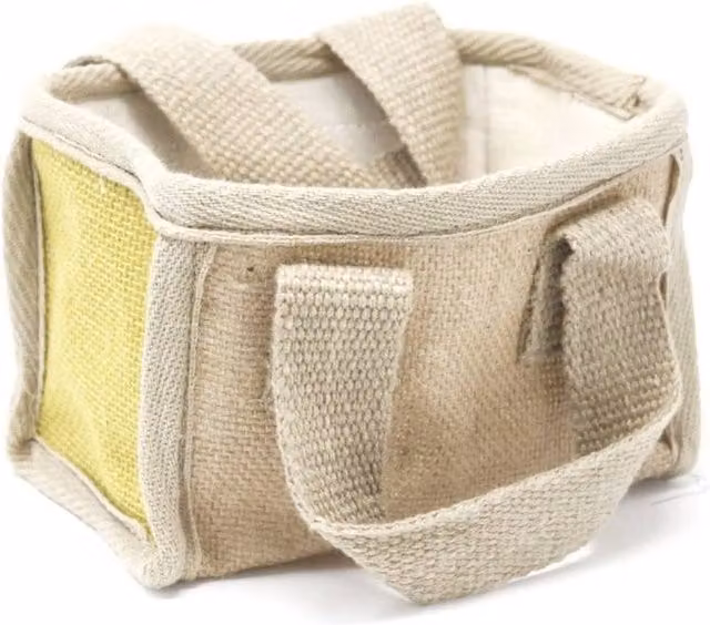 KDMD Jute and Cotton Mini Shopping Basket in Green, W: 16 cm, D: 10 cm, H: 12 cm – 1