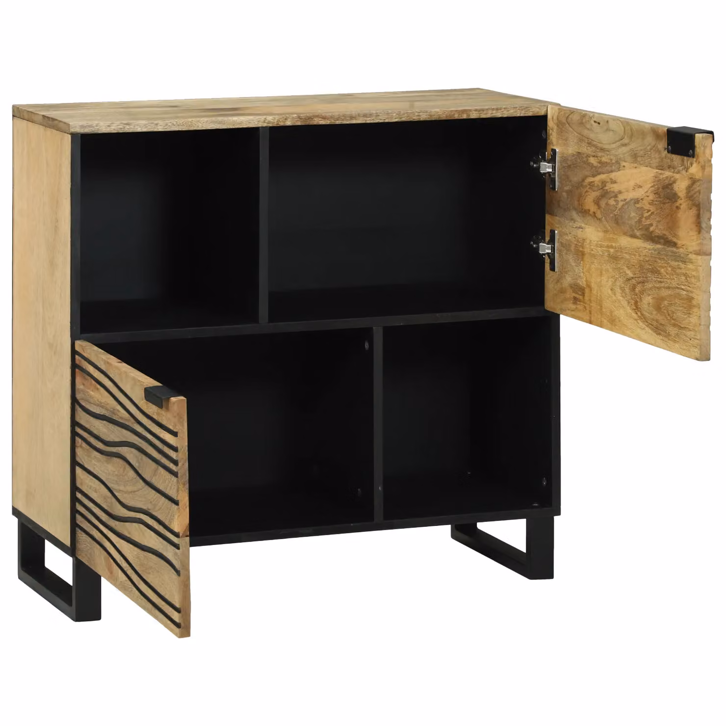 Berkfield Home Modern Mango Wood Sideboard in Beige and Black, W/D/H: 80 x 33.5 x 75 cm – 2