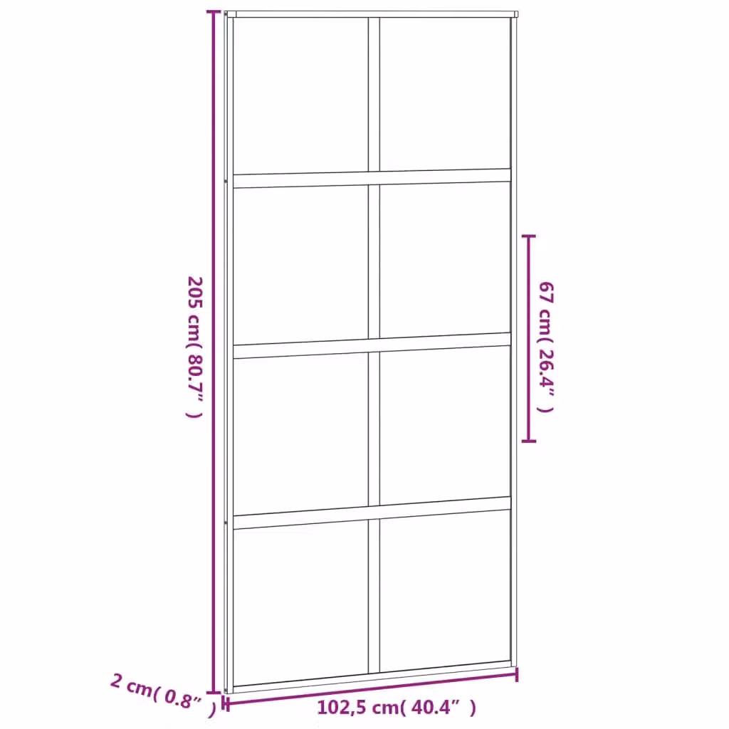 Berkfield Home Minimalist Sliding Door in Black with Transparent Tempered Glass and Aluminium, W: 102.5 cm, H: 205 cm – 4