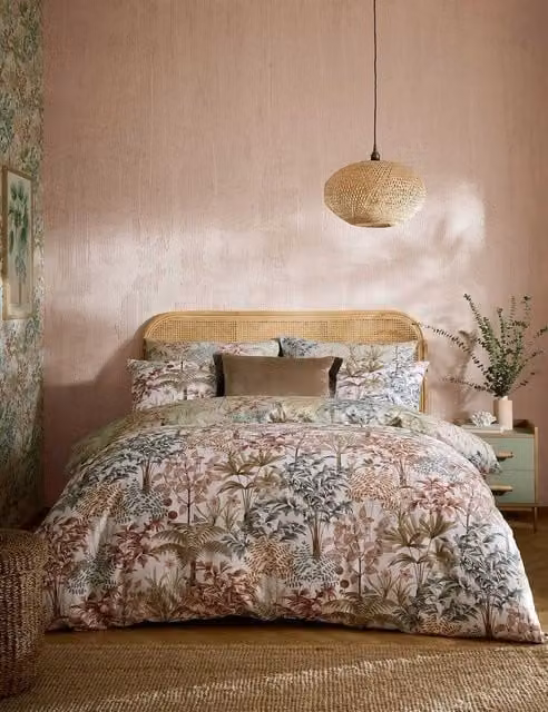 Graham & Brown Jardin Botanico Floral Cotton Bedding Set, Multicolour, W: 140 cm, L: 200 cm