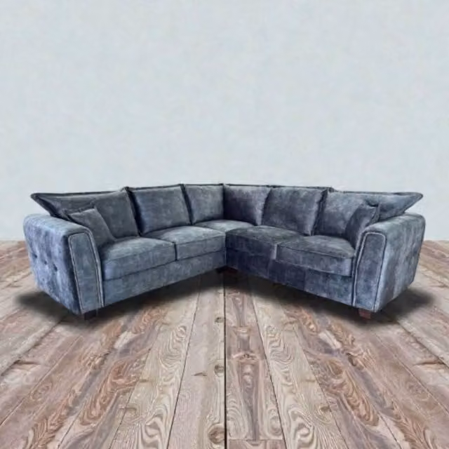 Snug Furniture Birmingham Ltd Serena Large Full-Back Corner Sofa in Black Microfibre Fabric