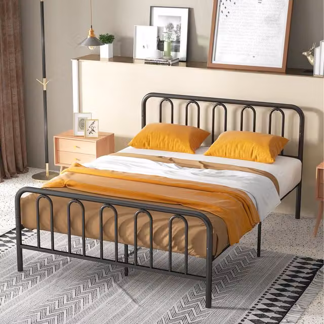 Costway King Size Metal Platform Bed Frame in Black, W/D/H: 180 x 200 cm