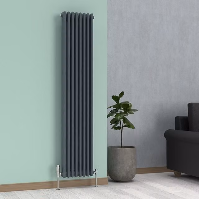 Lux Heat Vertical Coloured Column Radiator in Slate Grey, H 180 cm x W 38 cm