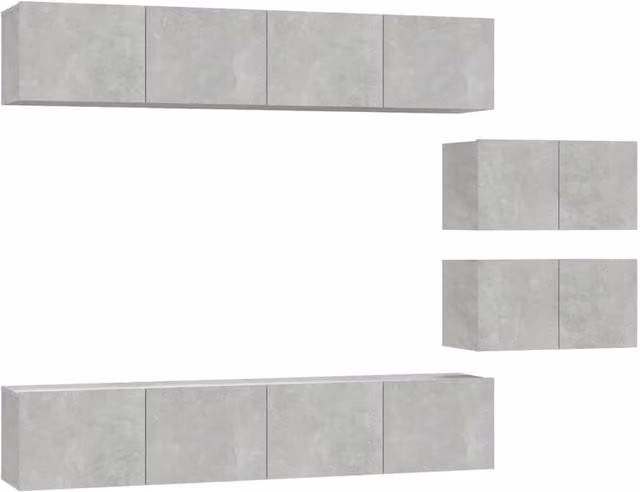 Berkfield Home 6 Piece Wall Mounted TV Cabinet Set in Matt Concrete Grey Engineered Wood – 1
