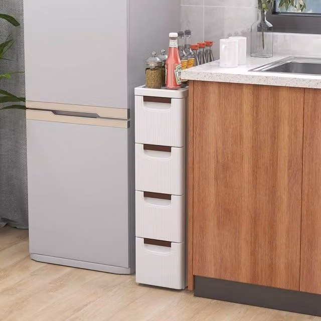 EONLION 4-Drawer Narrow Rolling Storage Cabinet in White