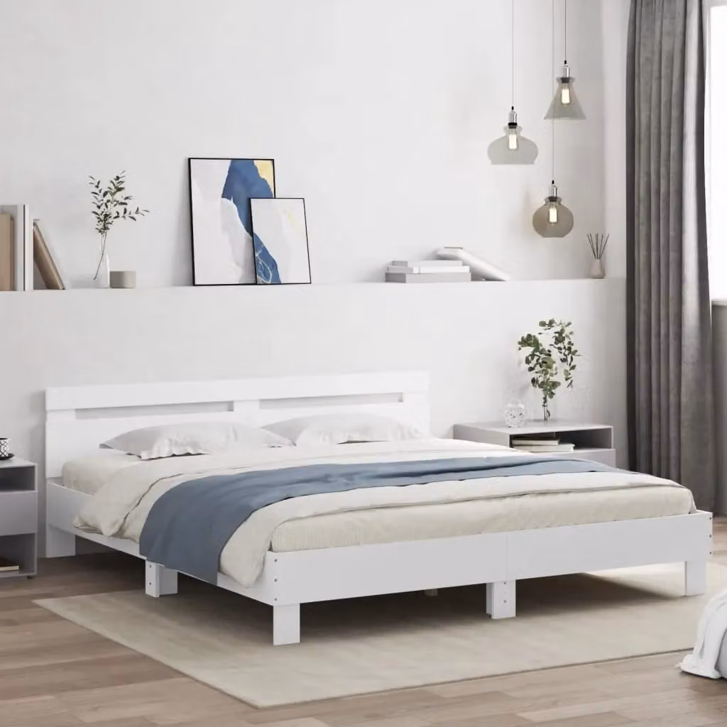 Berkfield Home White Engineered Wood Bed Frame W/D/H: 160 x 200 cm – 2