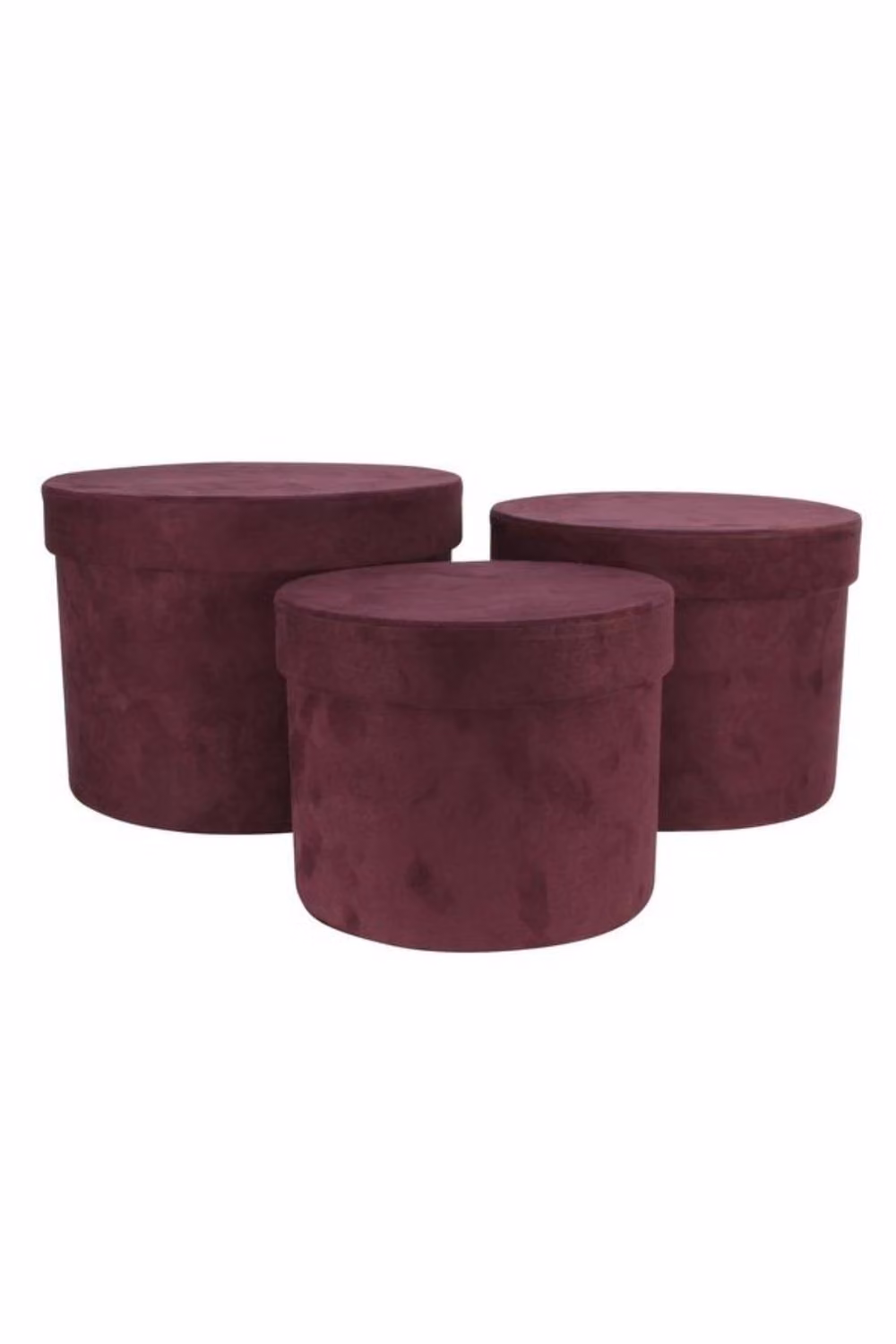 KDMD Plum Suede Hat Box Set of 3 – 2