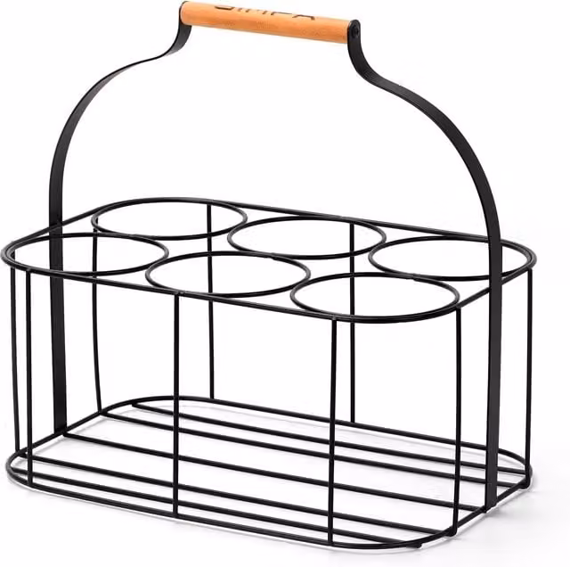 Simpa Metal Wire 6 Bottle Beverage Carrier Holder Caddy with Handle, Matt Black, W/D/H: 32.0 x 21.5 x 30.0 cm – 1