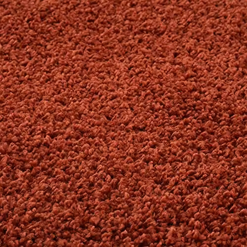 THE RUGS Terra Plain Soft High Pile Shaggy Round Rug in Orange, Diameter: 120 cm – 3