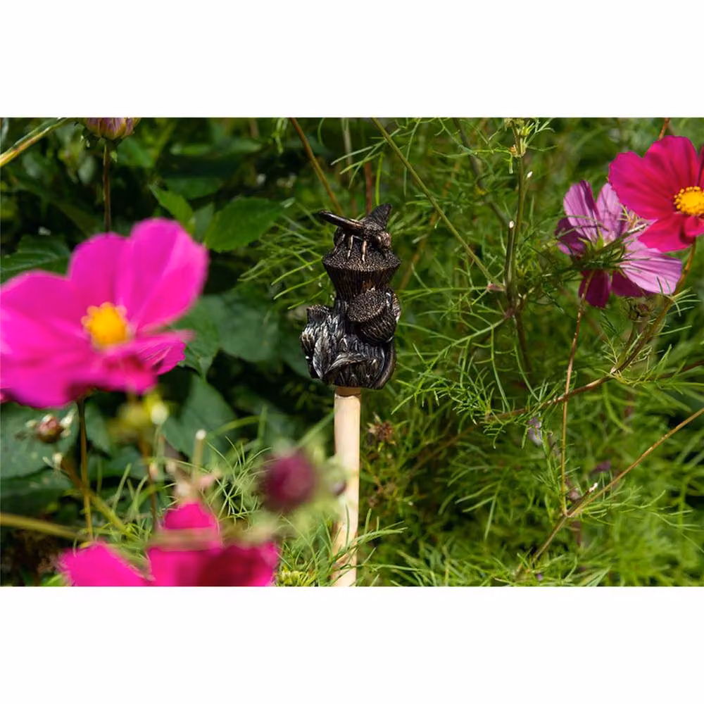 Jardinopia Bee On Thistle Cane or Stake Topper in Bronze, W: 5 cm, H: 7.5 cm – 5