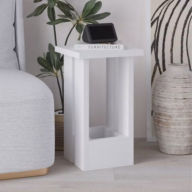 Decortie Tasos Modern Minimalist Side Table in White